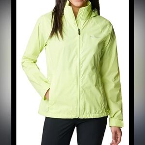Columbia Lightweight bright yellow Jacket with hood, and side pockets. Sz L